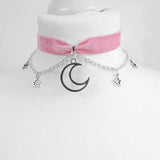 Goth Dainty Crescent Moon Stars Necklace