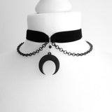 Goth Dainty Crescent Moon Stars Necklace