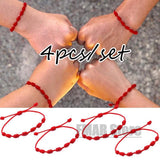 4pcs/set Handmade 7 Knots Red String Bracelet For Protection Lucky Amulet And Friendship Braid Rope Wristband Jewelry Wholesale