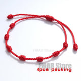 4pcs/set Handmade 7 Knots Red String Bracelet For Protection Lucky Amulet And Friendship Braid Rope Wristband Jewelry Wholesale