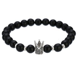 2022 Fashion Micro CZ King crown charm bracelet handmade stretch men's 8mm Copper beads women bracelet bangle jewelry