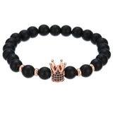 2022 Fashion Micro CZ King crown charm bracelet handmade stretch men's 8mm Copper beads women bracelet bangle jewelry