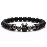 2022 Fashion Micro CZ King crown charm bracelet handmade stretch men's 8mm Copper beads women bracelet bangle jewelry