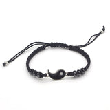 Tai Chi Yin Yang Couple Bracelets Alloy Pendant Adjustable Braid Chain