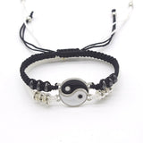 Tai Chi Yin Yang Couple Bracelets Alloy Pendant Adjustable Braid Chain