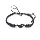 Tai Chi Yin Yang Couple Bracelets Alloy Pendant Adjustable Braid Chain