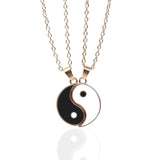 Tai Chi Yin Yang Couple Bracelets Alloy Pendant Adjustable Braid Chain