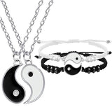 Tai Chi Yin Yang Couple Bracelets Alloy Pendant Adjustable Braid Chain