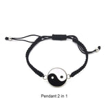 Tai Chi Yin Yang Couple Bracelets Alloy Pendant Adjustable Braid Chain