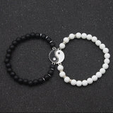 Tai Chi Yin Yang Couple Bracelets Alloy Pendant Adjustable Braid Chain