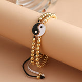 Tai Chi Yin Yang Couple Bracelets Alloy Pendant Adjustable Braid Chain
