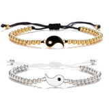 Tai Chi Yin Yang Couple Bracelets Alloy Pendant Adjustable Braid Chain