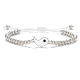 Tai Chi Yin Yang Couple Bracelets Alloy Pendant Adjustable Braid Chain