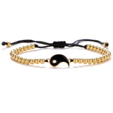 Tai Chi Yin Yang Couple Bracelets Alloy Pendant Adjustable Braid Chain