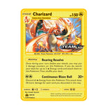54 Pack Pokemon Gold Tinfoil Card Case Gold Letter Spanish Playing Card Metalicas Charizard Vmax Gx Series Game Card Case