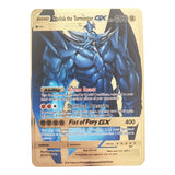 54 Pack Pokemon Gold Tinfoil Card Case Gold Letter Spanish Playing Card Metalicas Charizard Vmax Gx Series Game Card Case