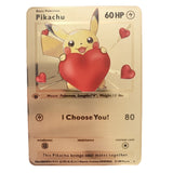 54 Pack Pokemon Gold Tinfoil Card Case Gold Letter Spanish Playing Card Metalicas Charizard Vmax Gx Series Game Card Case