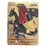 54 Pack Pokemon Gold Tinfoil Card Case Gold Letter Spanish Playing Card Metalicas Charizard Vmax Gx Series Game Card Case