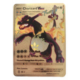 54 Pack Pokemon Gold Tinfoil Card Case Gold Letter Spanish Playing Card Metalicas Charizard Vmax Gx Series Game Card Case