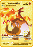 54 Pack Pokemon Gold Tinfoil Card Case Gold Letter Spanish Playing Card Metalicas Charizard Vmax Gx Series Game Card Case
