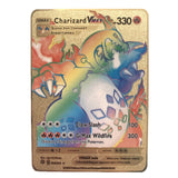 54 Pack Pokemon Gold Tinfoil Card Case Gold Letter Spanish Playing Card Metalicas Charizard Vmax Gx Series Game Card Case