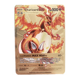 54 Pack Pokemon Gold Tinfoil Card Case Gold Letter Spanish Playing Card Metalicas Charizard Vmax Gx Series Game Card Case