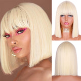 Long Straight Wine Red Wig With Bang Synthetic Wigs for Party