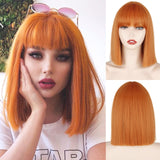 Long Straight Wine Red Wig With Bang Synthetic Wigs for Party