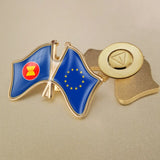 European Union and ASEAN Association Crossed Double Friendship Flags Badges Pin