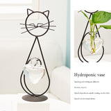 Cute Cat Iron Art Hydroponic Vase