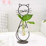 Cute Cat Iron Art Hydroponic Vase