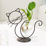 Cute Cat Iron Art Hydroponic Vase