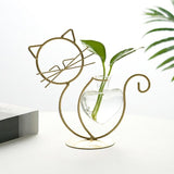 Cute Cat Iron Art Hydroponic Vase