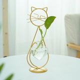 Cute Cat Iron Art Hydroponic Vase