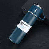 500Ml Double-Layer Stainless Steel Thermos Bottle with Cups
