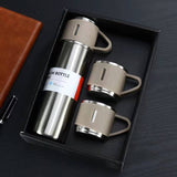 500Ml Double-Layer Stainless Steel Thermos Bottle with Cups