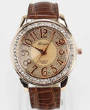 Women Rose Gold Bling Dial Watch